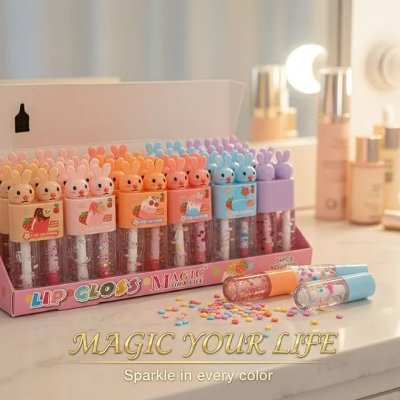 Cute Girls Moisturizing Lip Gloss, Fruity Glitter Lip Gloss (1pc) - Picture 5 of 5